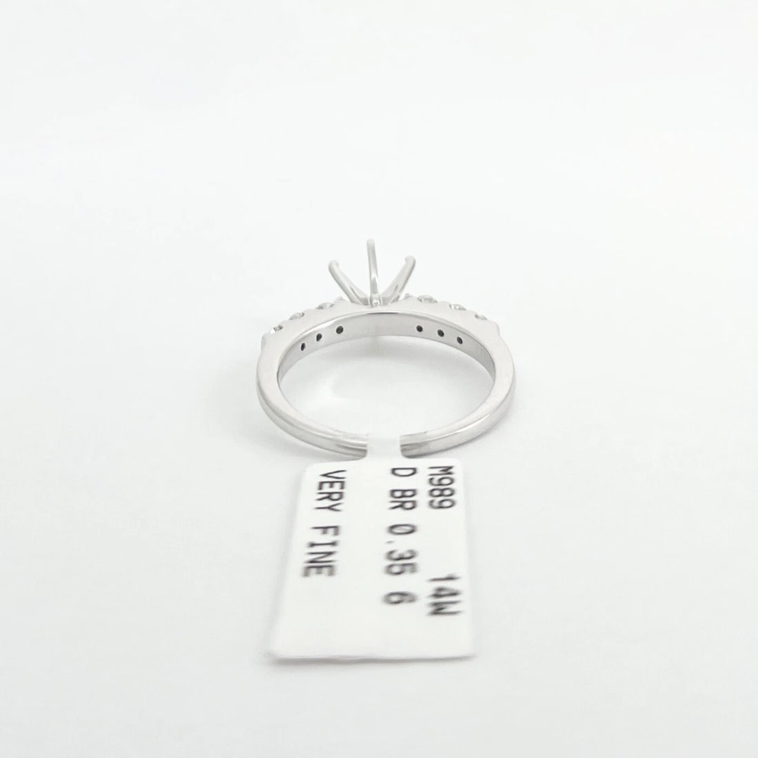 6-Prong Gemlock-Set Diamond Engagement Ring Setting Mounting 14K White Gold - 8