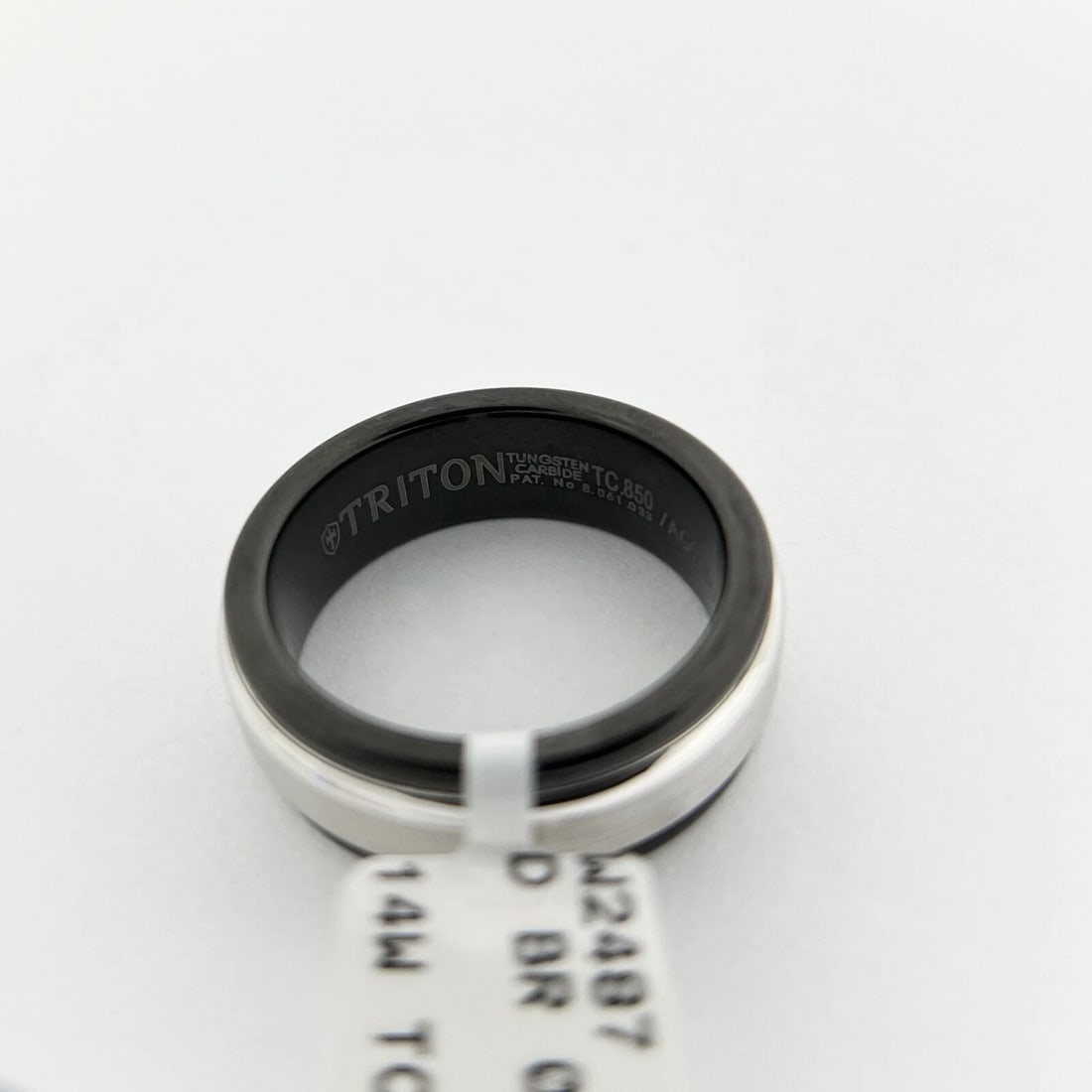 Men's Diamond Wedding Band Ring Black Tungsten 14K White Gold Size 10.5, .25 CTW - 7