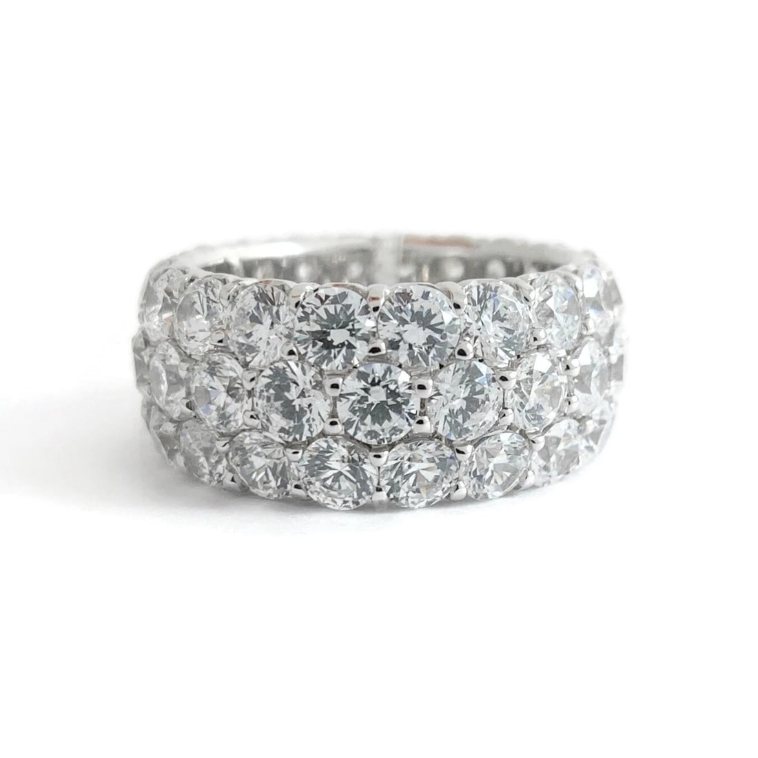 Wide CZ Cubic Zirconia Eternity Wedding Band Ring Sterling Silver, 11.23 Grams: Wide CZ Cubic Zirconia Eternity Wedding Band Ring Sterling Silver, 11.23 Grams This is an beautiful ring! Could be worn as statement, wedding or anniversary ring. Please let us know if you have any