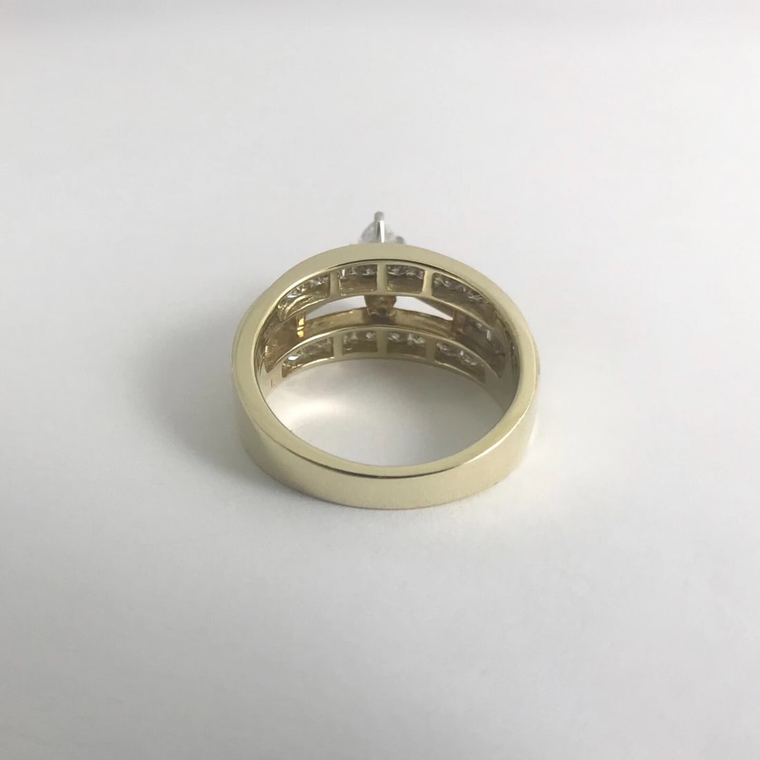 Wide Marquise Baguette Diamond Engagement Ring 14K Yellow Gold 1.35 CTW, 7.33 Gr - 10