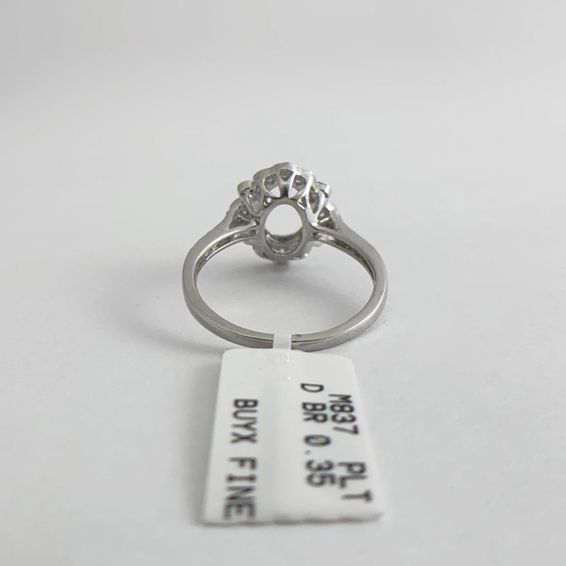 Oval Milgrain Halo Diamond Platinum Engagement Ring Setting Mounting, 5.15 Grams - 11