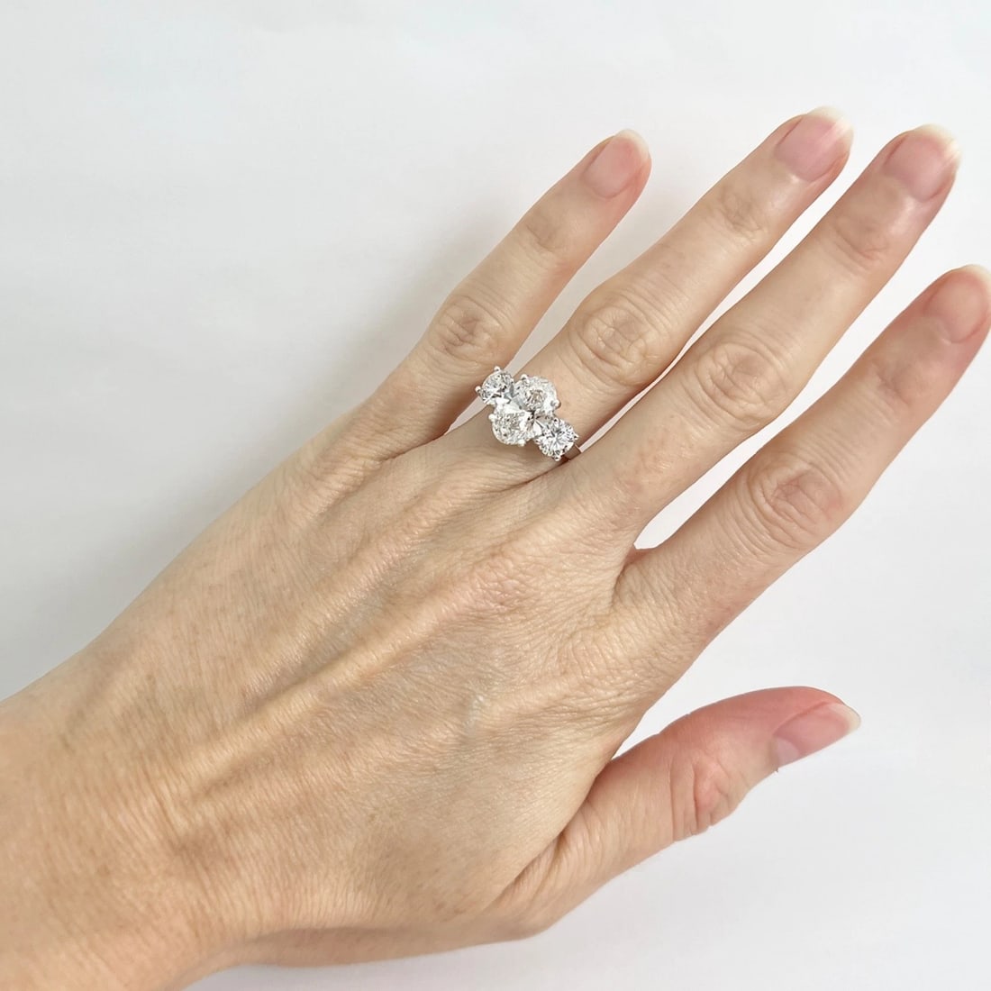3-Stone Oval Round Lab-Created Diamond Engagement Ring 14K White Gold, 4.09 CTW - 4