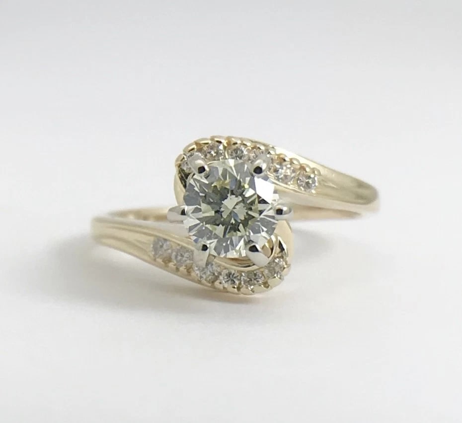 Round Diamond Swirl Engagement Ring 14K Yellow Gold, .61 CTW, 2.73 Grams - 2