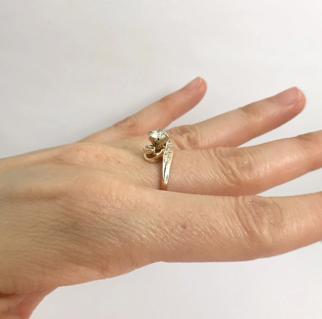 Round Diamond Swirl Engagement Ring 14K Yellow Gold, .61 CTW, 2.73 Grams - 6