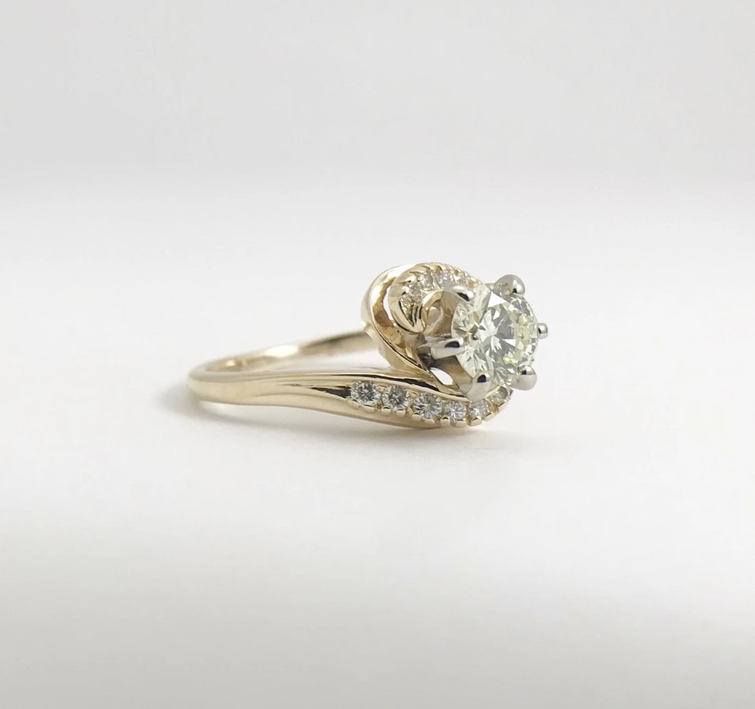 Round Diamond Swirl Engagement Ring 14K Yellow Gold, .61 CTW, 2.73 Grams - 8