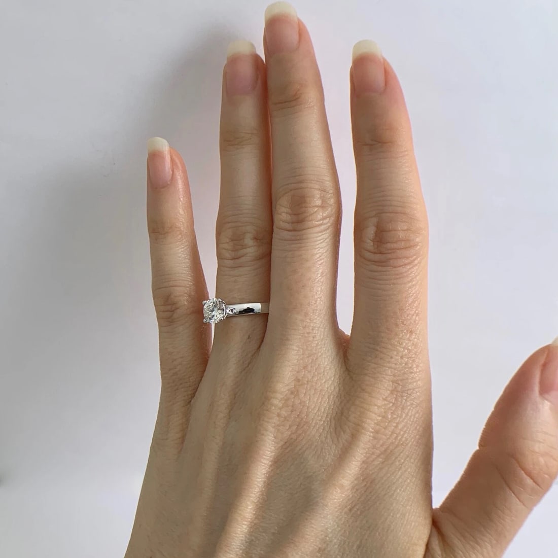 Round Solitaire Diamond Engagement Ring 18K White Gold, .71 CT, 4.15 Grams - 3