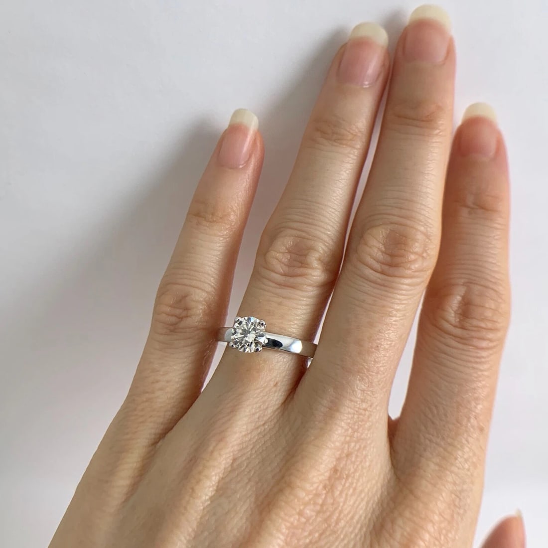 Round Solitaire Diamond Engagement Ring 18K White Gold, .71 CT, 4.15 Grams - 6