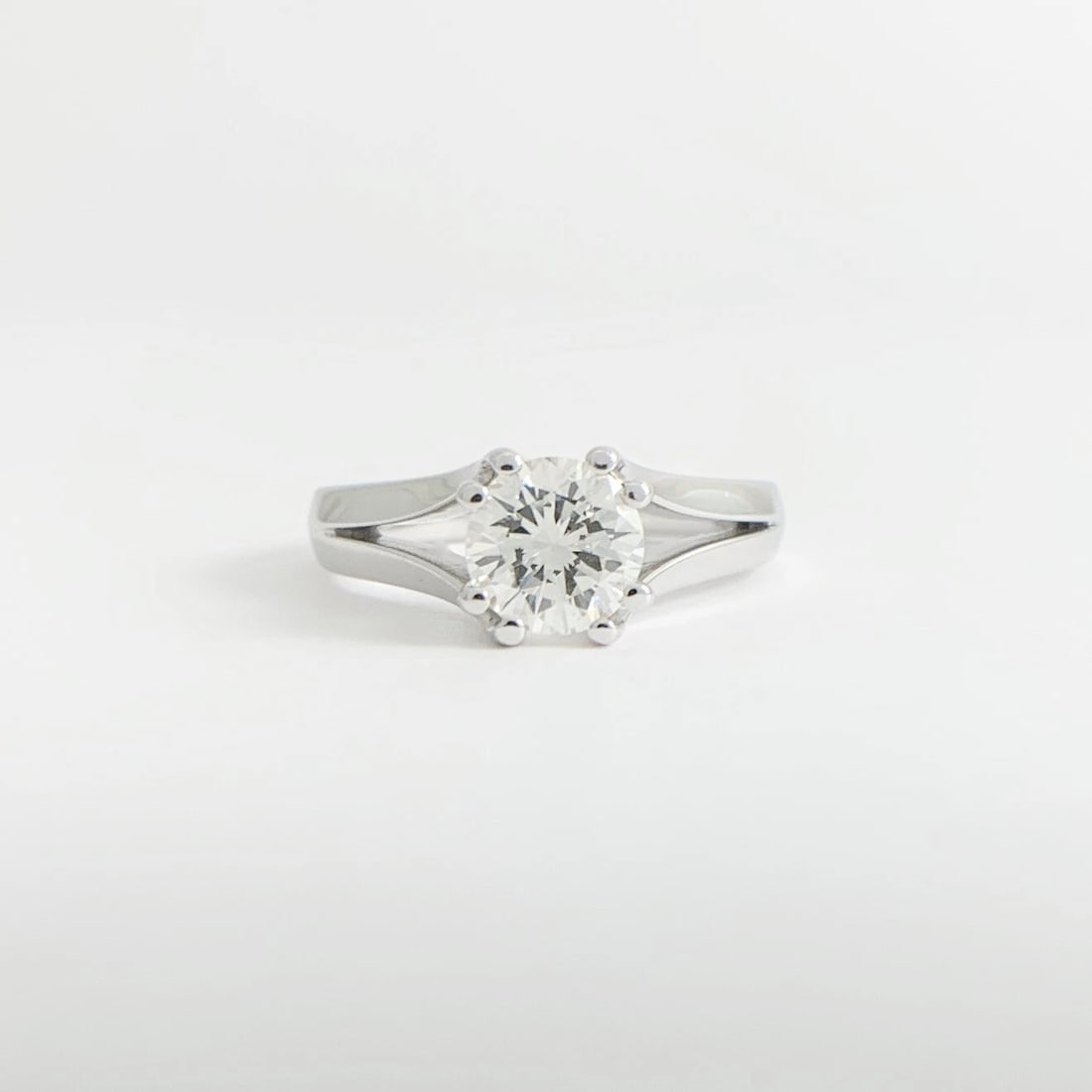 EGL Split Shank Round Solitaire Diamond Engagement Ring 14K White Gold 1.01 CT - 6