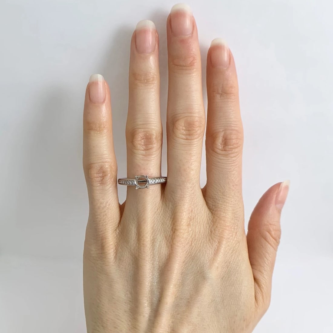 Round Diamond Engagement Ring Setting Mounting Platinum .30 CTW - 2