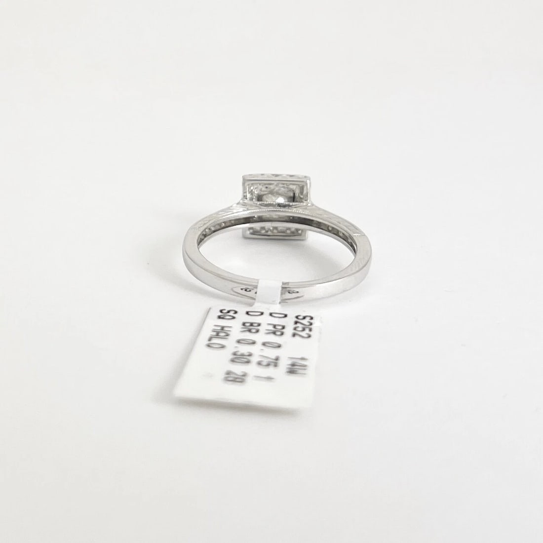 Princess Cut Square Halo Diamond Engagement Ring 14K White Gold, 1.05 CTW - 7