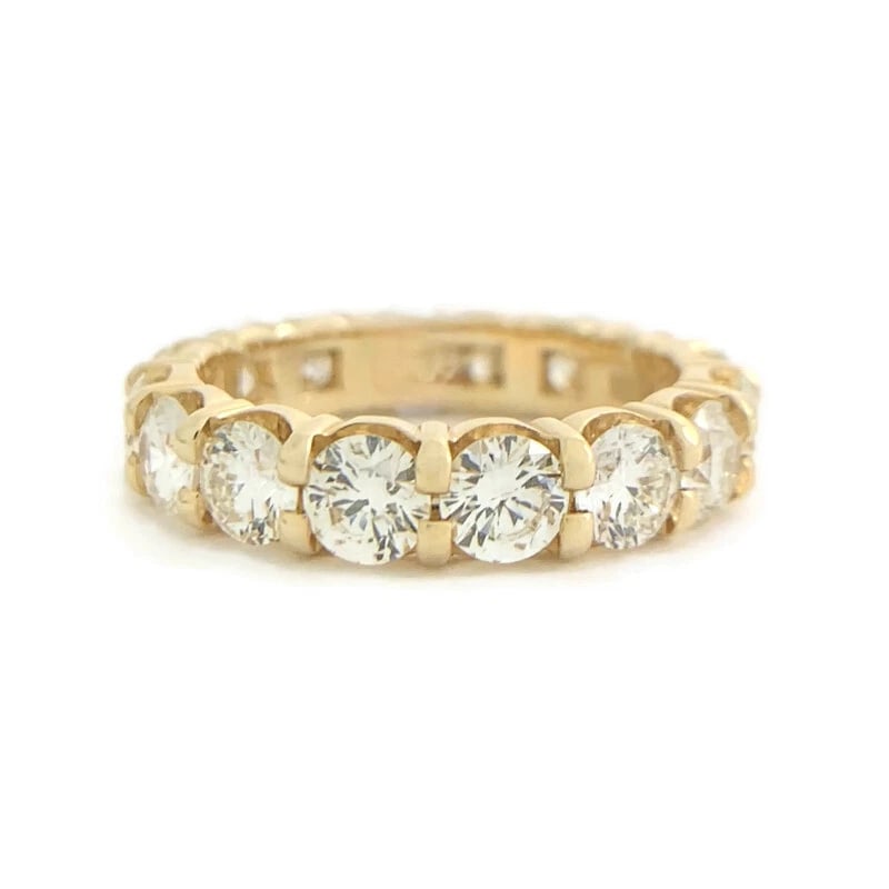 Round Diamond Eternity Ring Wedding Band 14K Yellow Gold, Size 5, 3.02 CTW: Round Diamond Eternity Ring Wedding Band 14K Yellow Gold, Size 5, 3.02 CTW This is a beautiful wedding band, anniversary ring or statement ring! Don't hesitate to ask any questions! Diamonds: 16 round