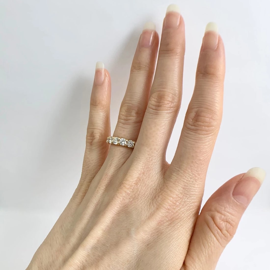 Round Diamond Eternity Ring Wedding Band 14K Yellow Gold, Size 5, 3.02 CTW - 4