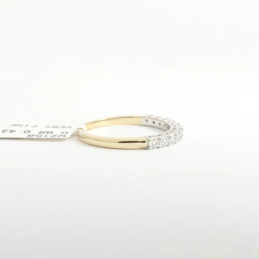 Two-Tone Round Diamond Wedding Band Ring 14K Yellow White Gold, .43 CTW - 7