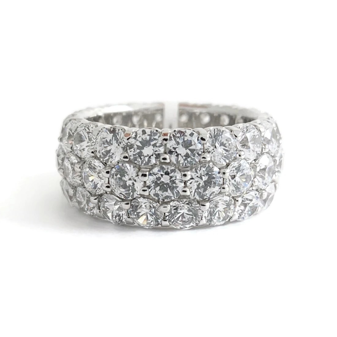Wide CZ Cubic Zirconia Eternity Wedding Band Ring Sterling Silver, 11.24 Grams: Wide CZ Cubic Zirconia Eternity Wedding Band Ring Sterling Silver, 11.24 Grams This is an beautiful ring! Could be worn as statement, wedding or anniversary ring. Please let us know if you have any