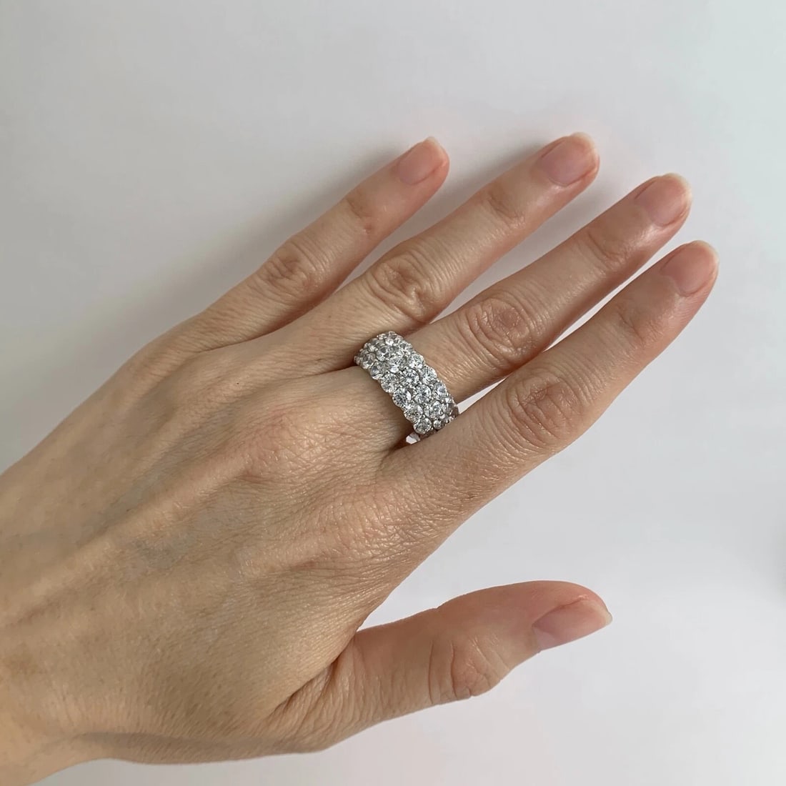 Wide CZ Cubic Zirconia Eternity Wedding Band Ring Sterling Silver, 11.24 Grams - 4