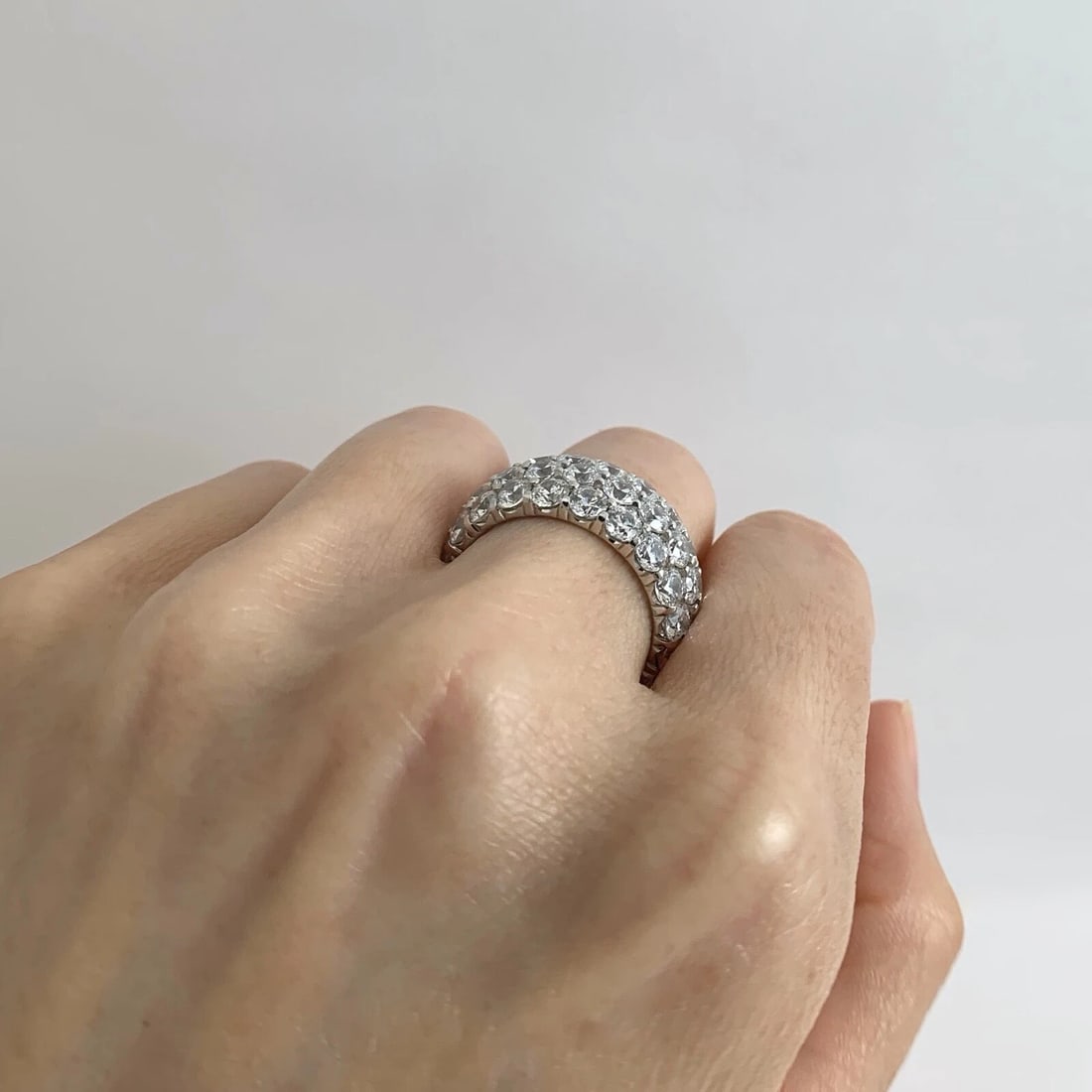 Wide CZ Cubic Zirconia Eternity Wedding Band Ring Sterling Silver, 11.24 Grams - 5