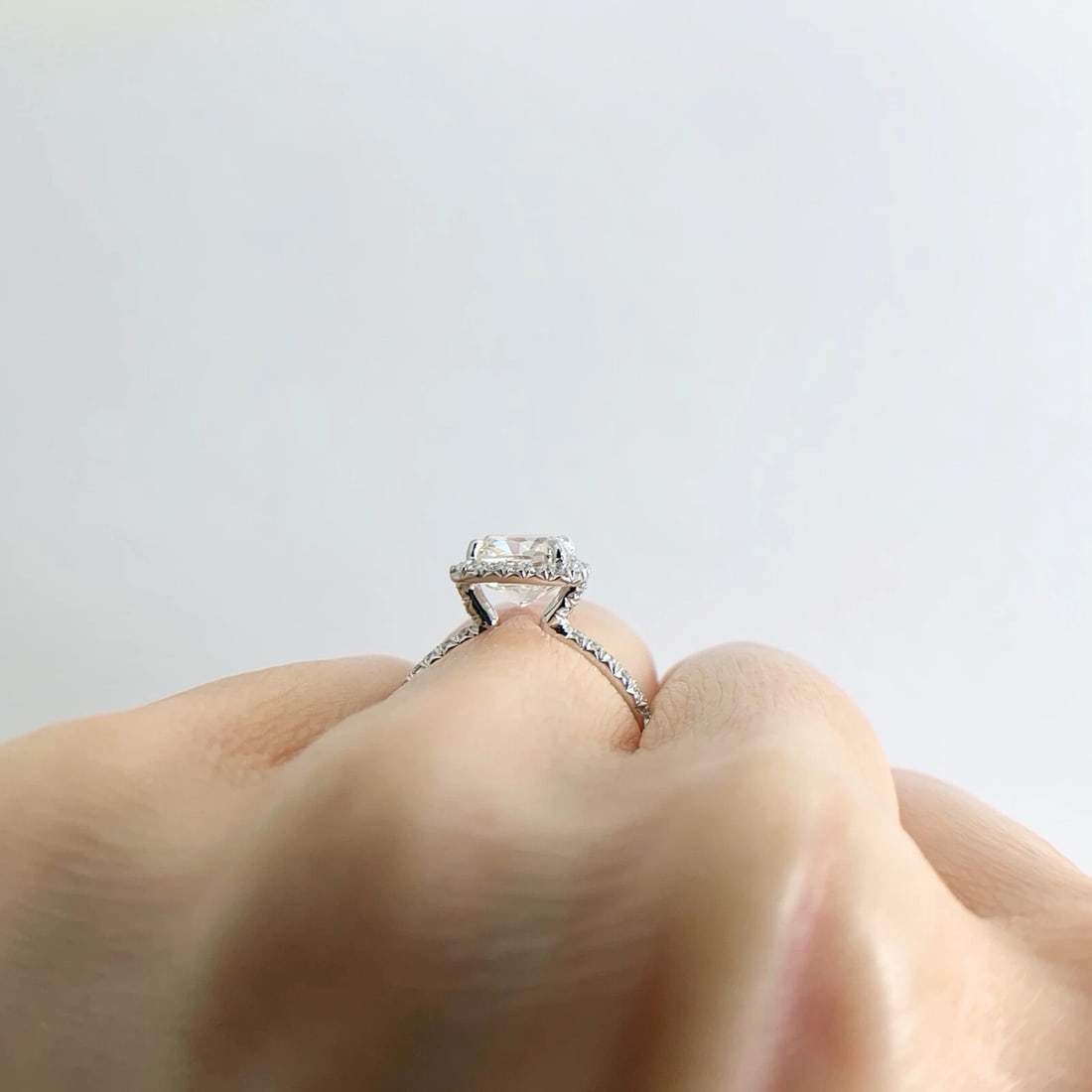 GIA Radiant Halo Diamond Engagement Ring Platinum 1.51 CTW - 5