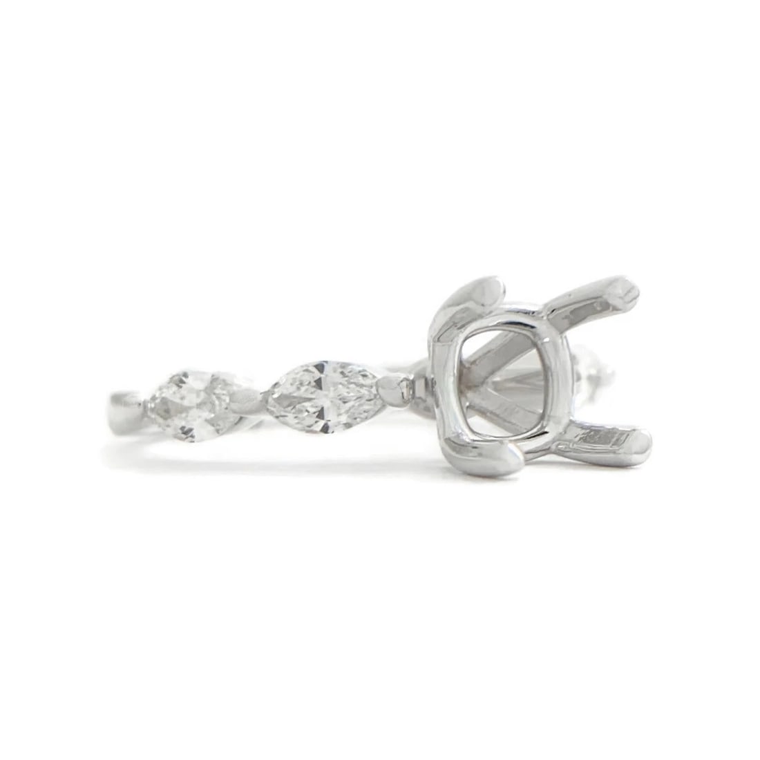 Marquise Bead Set Band Diamond Engagement Ring Setting Mounting 14K White Gold: Marquise Bead Set Band Diamond Engagement Ring Setting Mounting 14K White Gold This is a gorgeous diamond engagement ring mounting ready to house a diamond or gemstone of your choice. Don't hesitate t