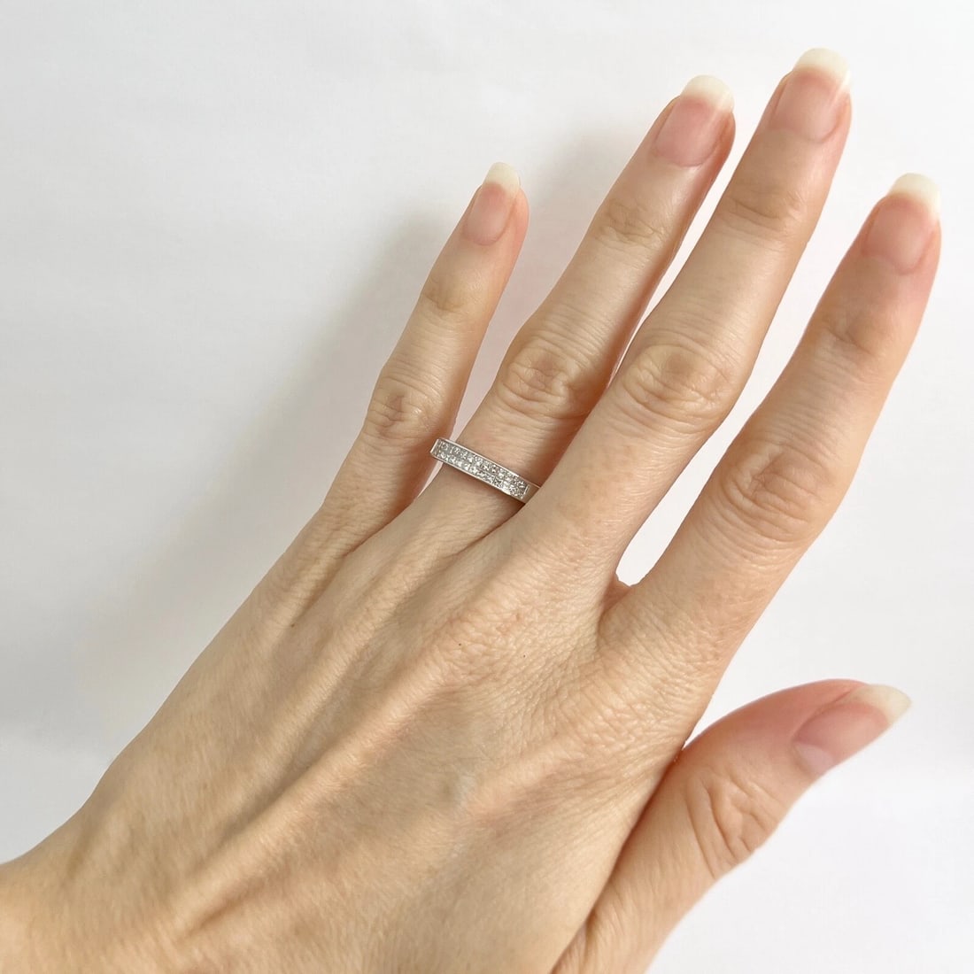 Princess Cut Invisible Set Diamond Ring Wedding Band 14K White Gold, 2.49 Grams - 4