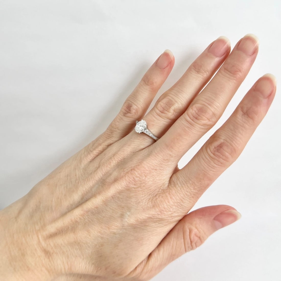 GIA Oval Diamond Solitaire Engagement Ring Platinum, .92 CTW - 4