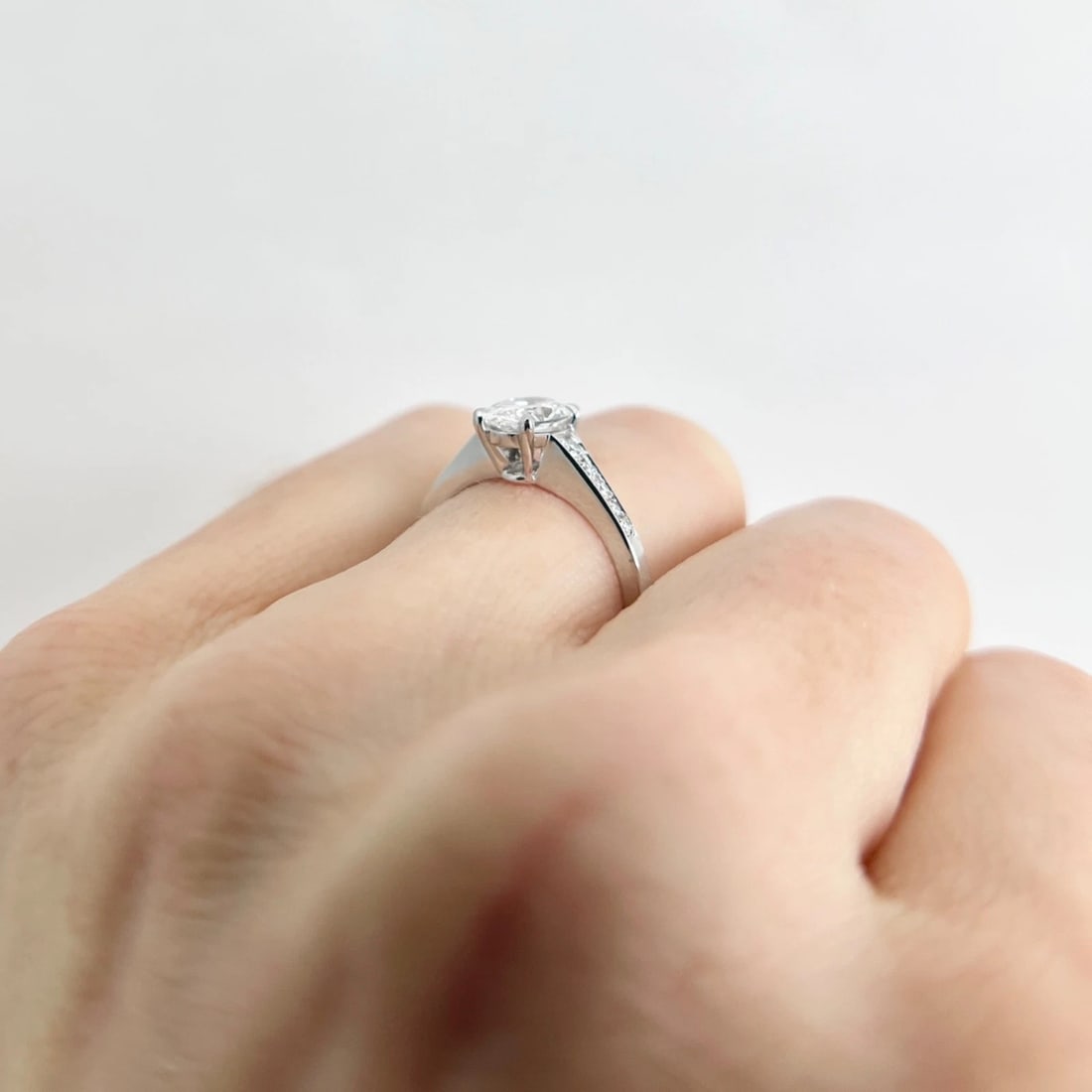 GIA Oval Diamond Solitaire Engagement Ring Platinum, .92 CTW - 5