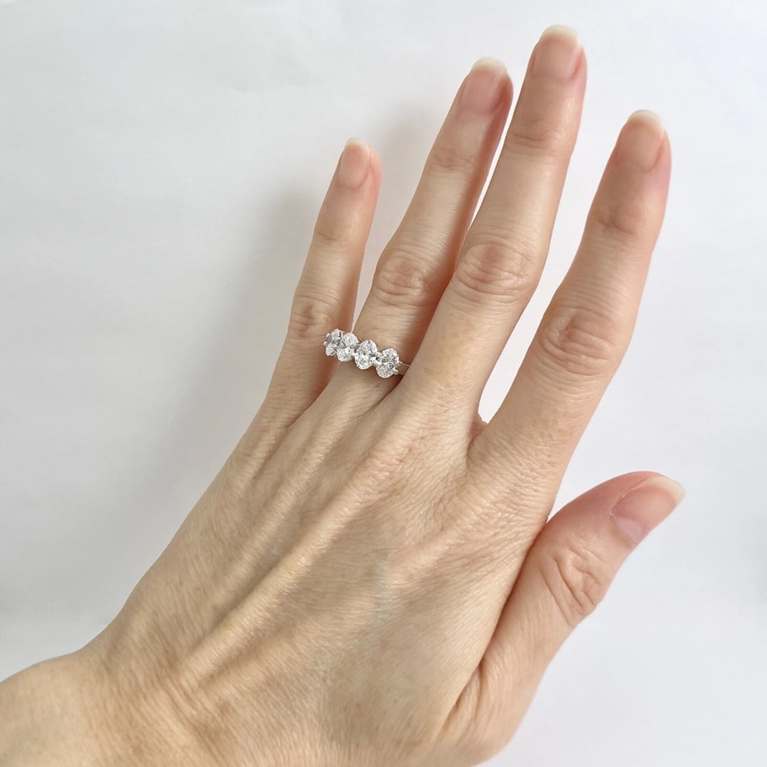 GIA 4-Stone Oval Diamond Wedding Band Anniversary Ring 14K White Gold, 1.67CTW - 6
