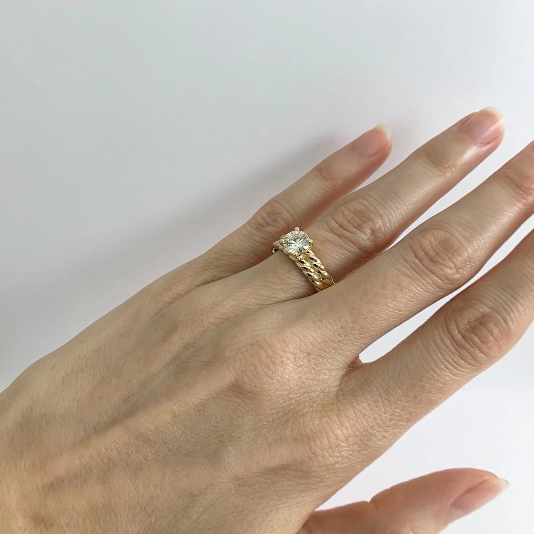 Round Diamond Double Rope Solitaire Engagement Ring 14K Yellow Gold .80 CT - 4