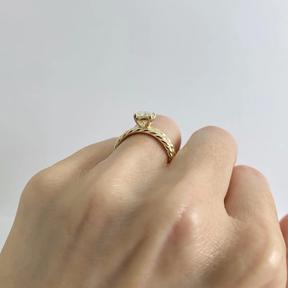 Round Diamond Double Rope Solitaire Engagement Ring 14K Yellow Gold .80 CT - 6