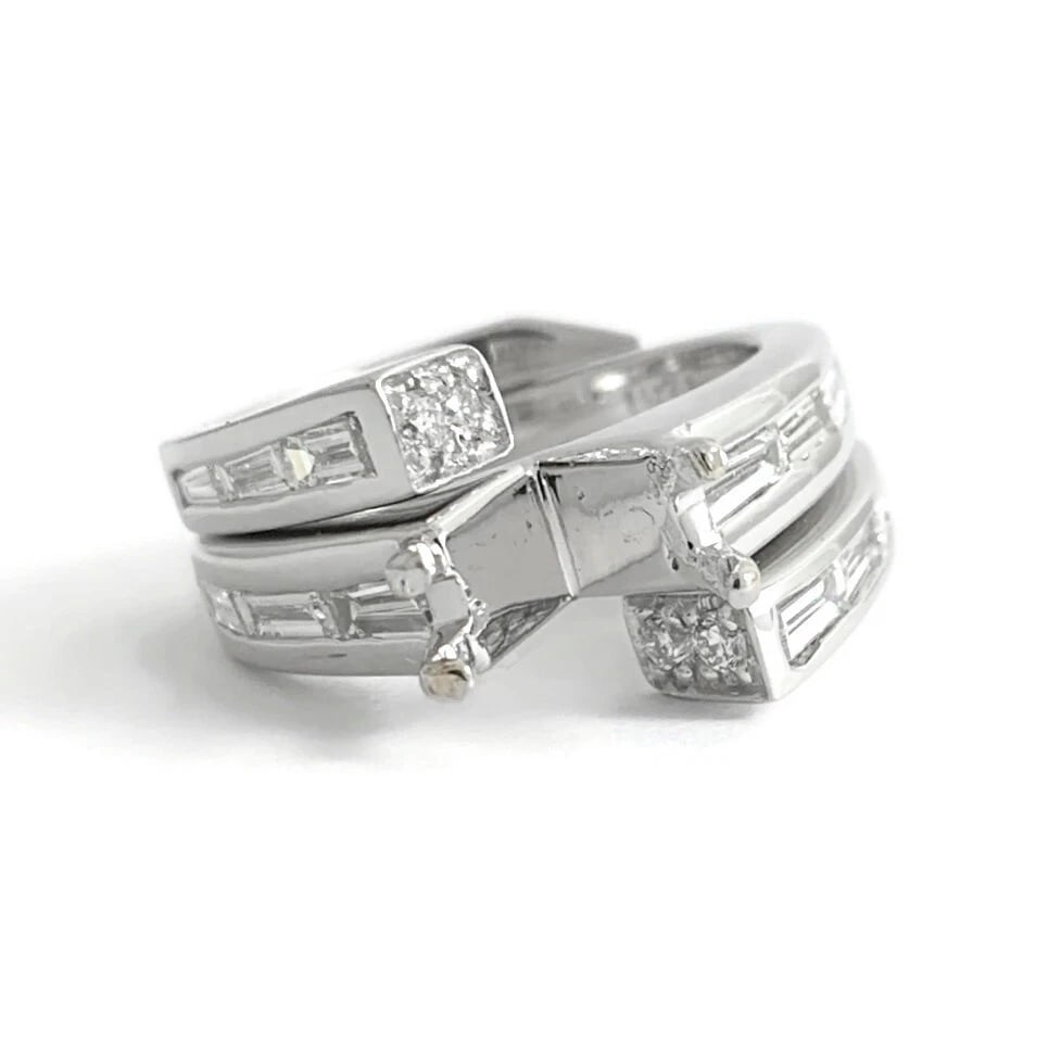 Interlocking Set Diamond Engagement Ring Mounting Wedding Band Platinum .96 CTW: Interlocking Set Diamond Engagement Ring Mounting Wedding Band Platinum .96 CTW This is a gorgeous diamond engagement ring mounting ready to house a diamond or gemstone of your choice. Don't hesitate 