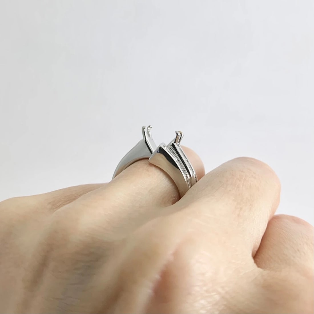 Interlocking Set Diamond Engagement Ring Mounting Wedding Band Platinum .96 CTW - 4