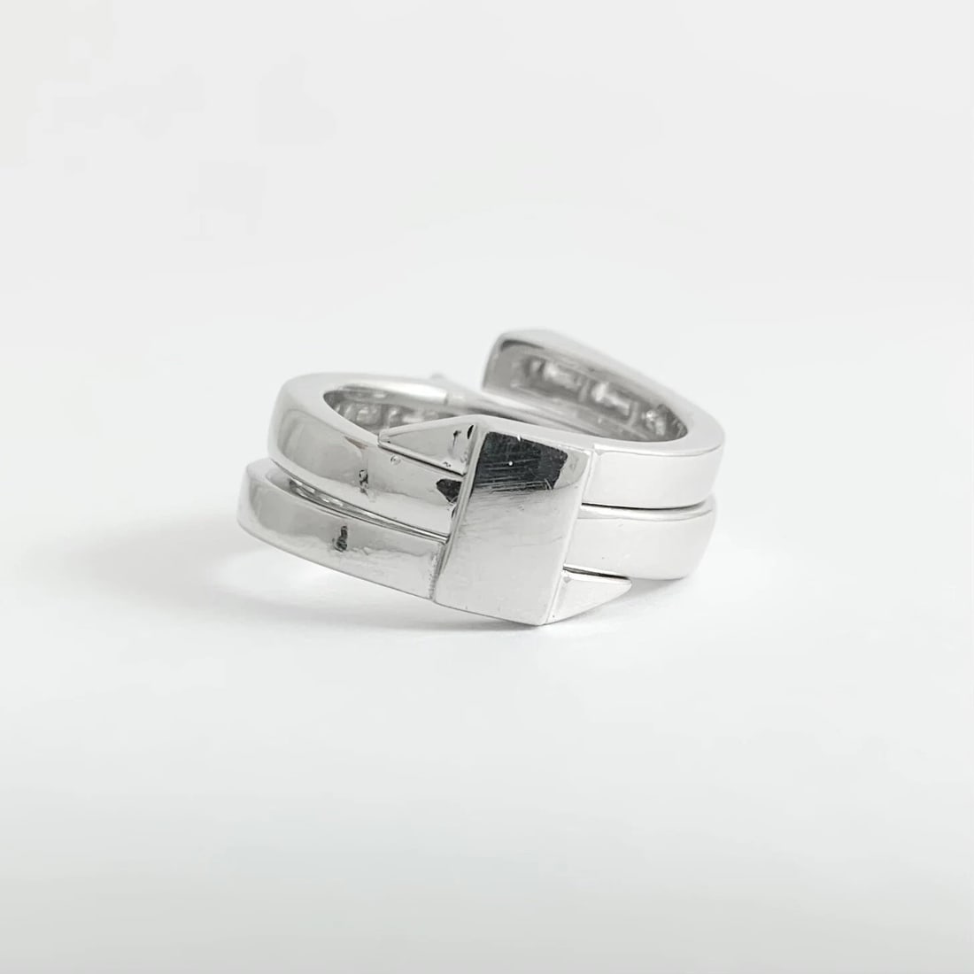 Interlocking Set Diamond Engagement Ring Mounting Wedding Band Platinum .96 CTW - 9