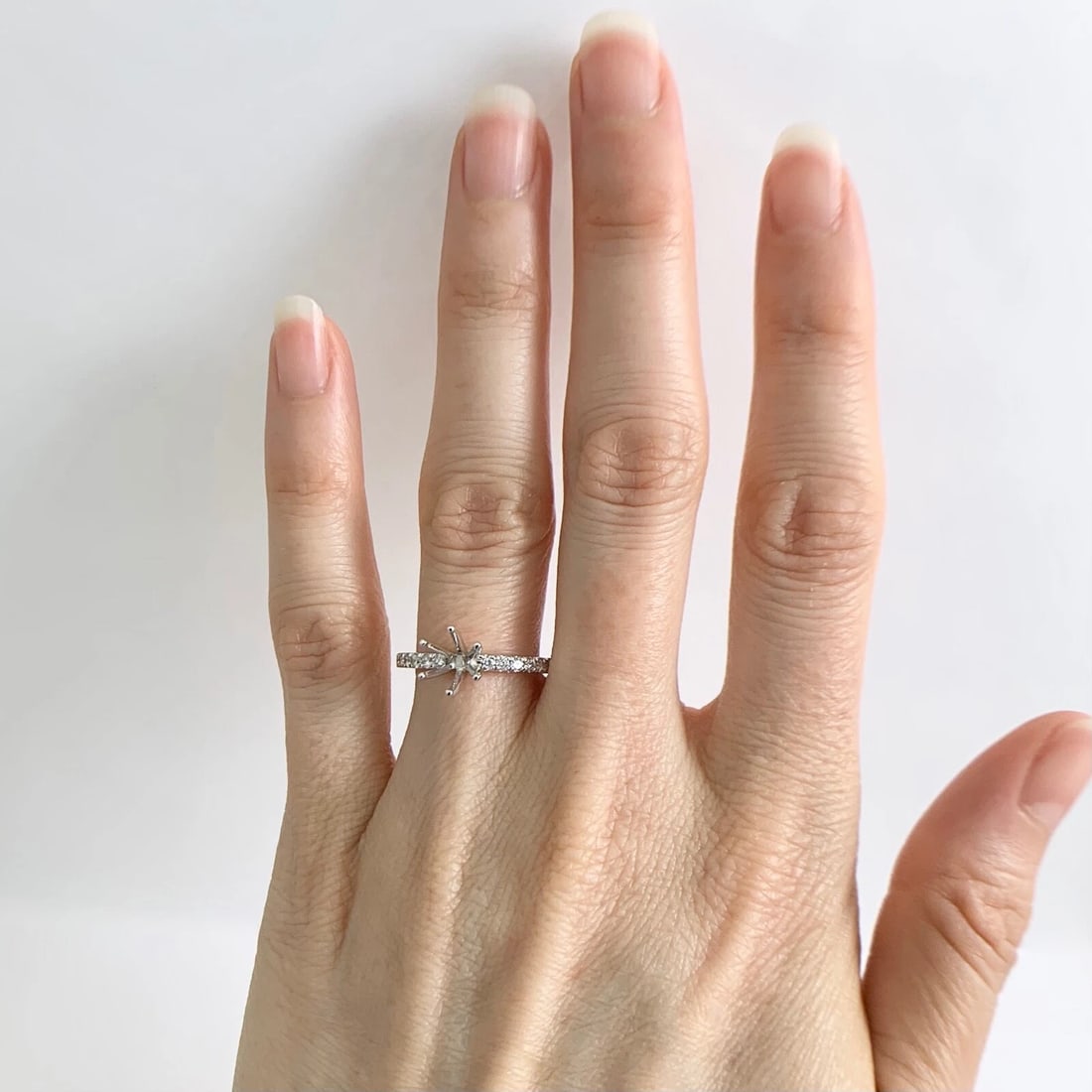 Thin 6-Prong Diamond Engagement Ring Setting Mounting 14K White Gold, .40 CTW - 2