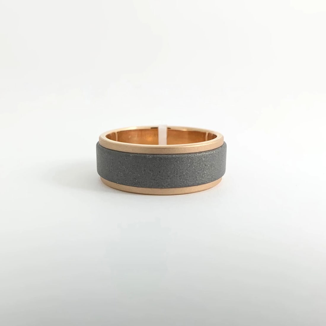Men's Sandblasted Tungsten Wedding Band Ring in 18K Rose Gold, Size 10, 8 mm - 7