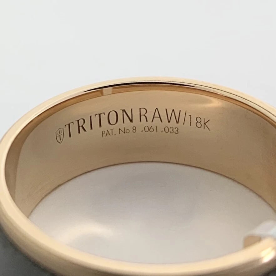Men's Sandblasted Tungsten Wedding Band Ring in 18K Rose Gold, Size 10, 8 mm - 9
