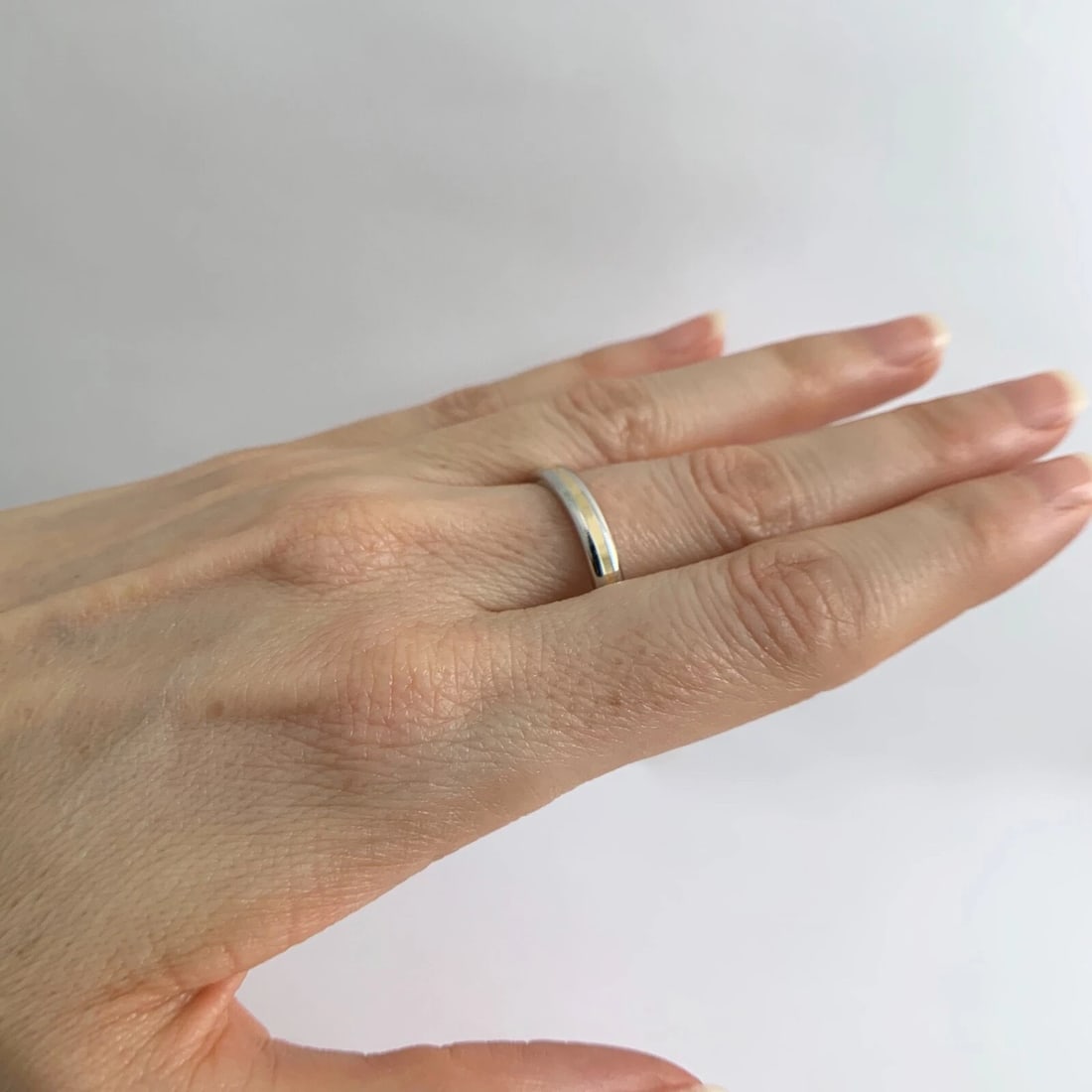Men's Plain Two-Tone Wedding Band Ring Platinum 18K Yellow Gold, 3.5 mm, 9.63 Gr - 5