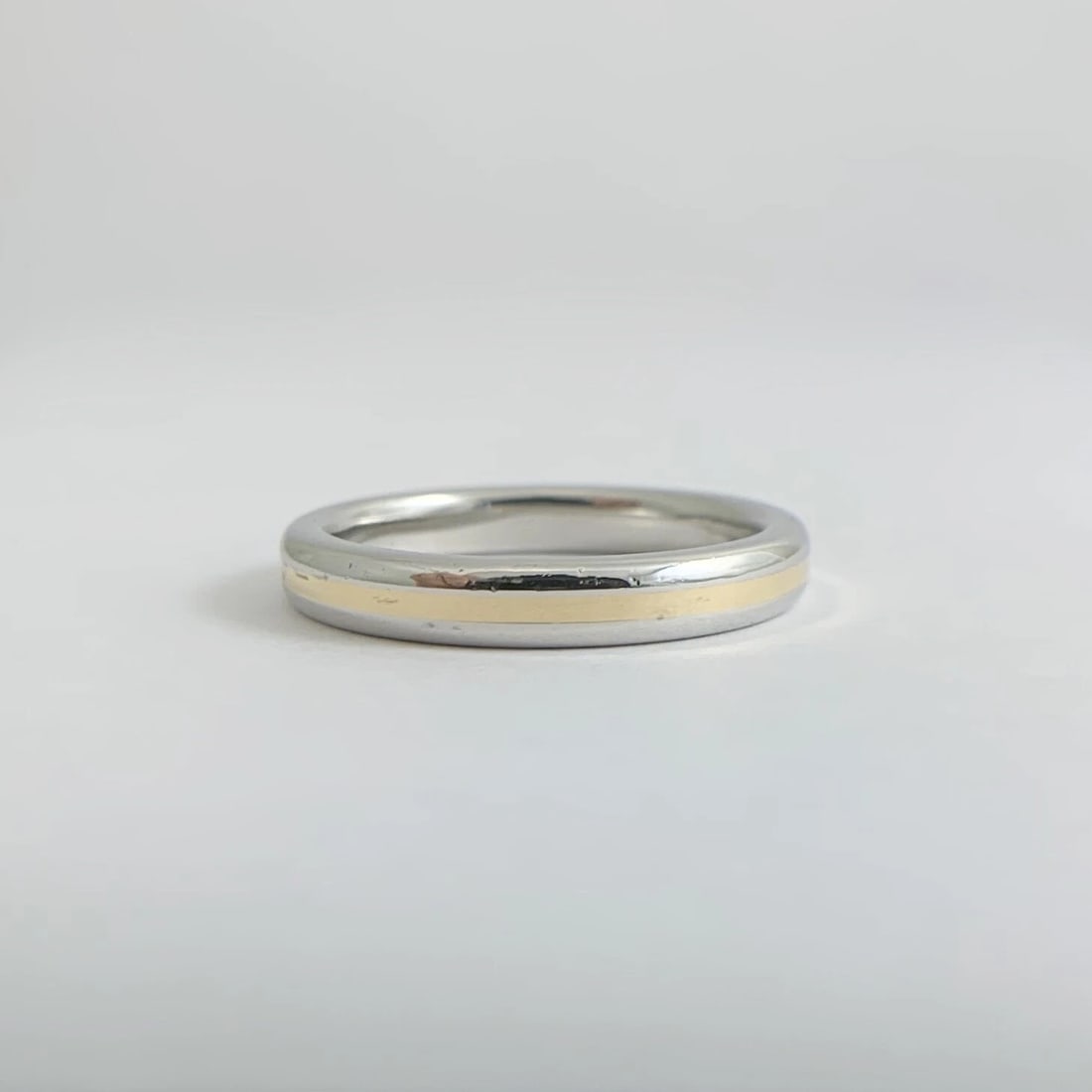 Men's Plain Two-Tone Wedding Band Ring Platinum 18K Yellow Gold, 3.5 mm, 9.63 Gr - 7