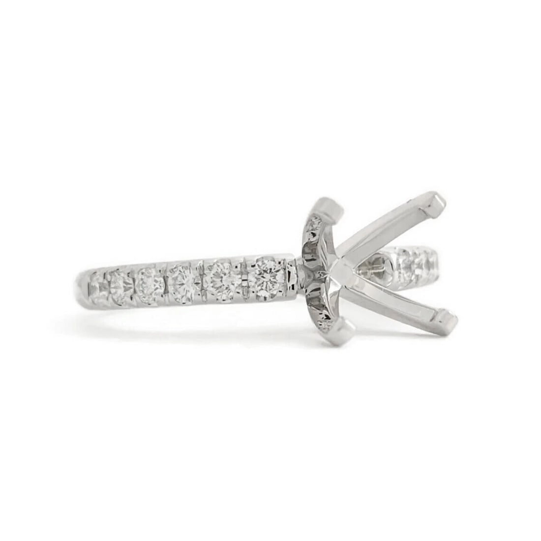 4-Prong Diamond Engagement Ring Setting Mounting 14K White Gold .35 CTW: 4-Prong Diamond Engagement Ring Setting Mounting 14K White Gold .35 CTW This is a gorgeous diamond engagement ring mounting ready to house a diamond or gemstone of your choice. Don't hesitate to ask a