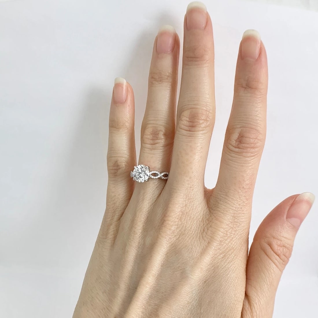 GIA Round Solitaire Diamond Infinity Engagement Ring 14K White Gold, 1.75 CTW - 3