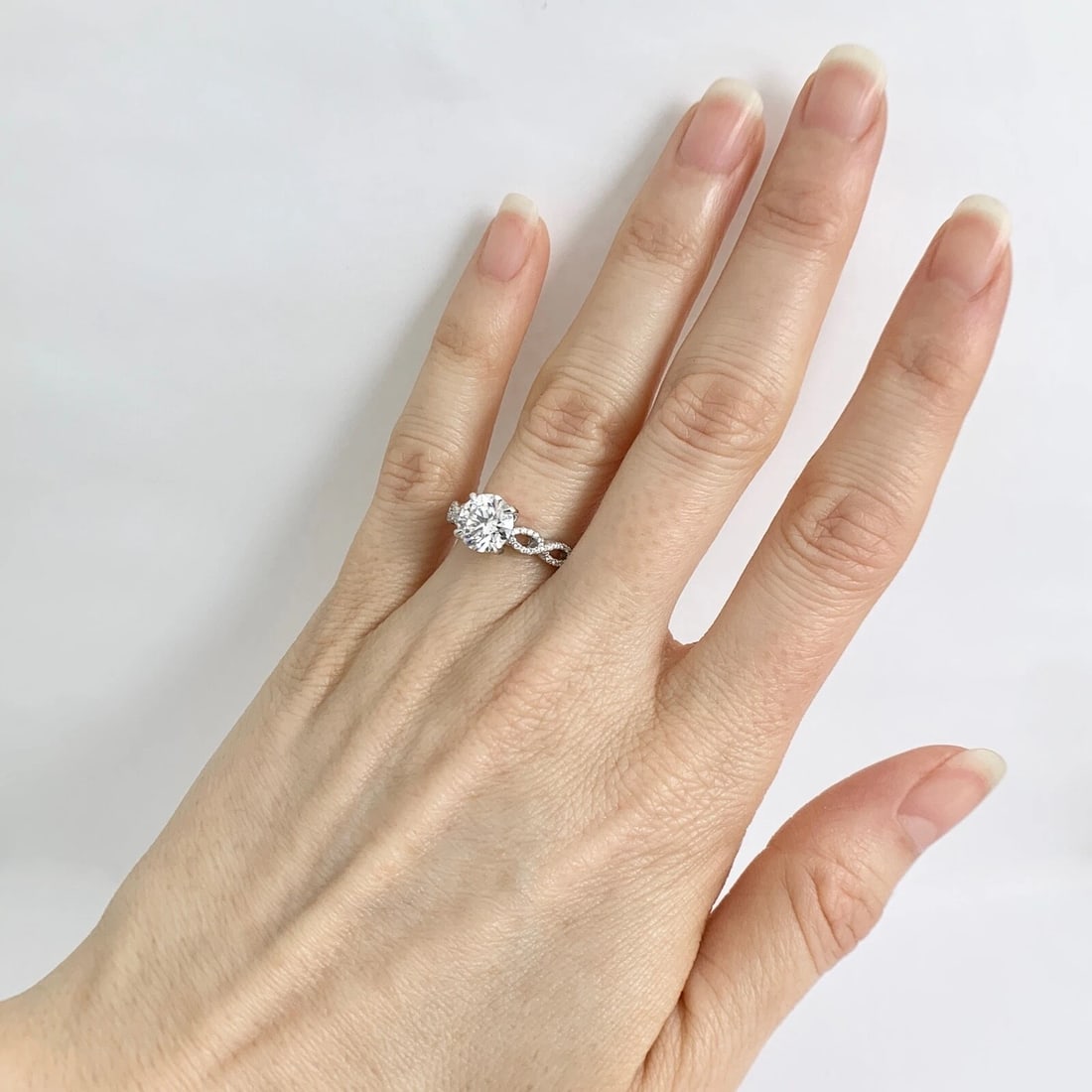 GIA Round Solitaire Diamond Infinity Engagement Ring 14K White Gold, 1.75 CTW - 4