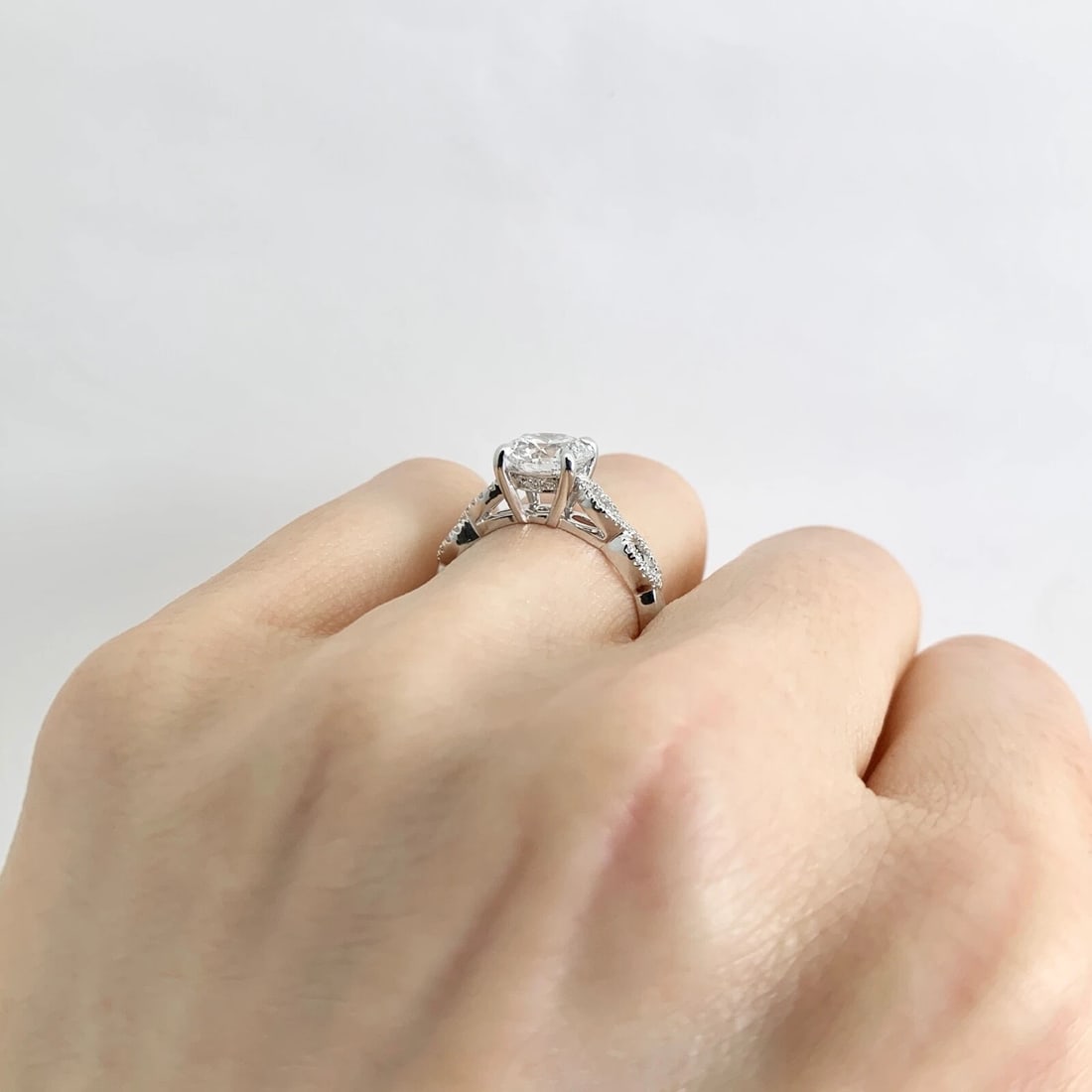 GIA Round Solitaire Diamond Infinity Engagement Ring 14K White Gold, 1.75 CTW - 6