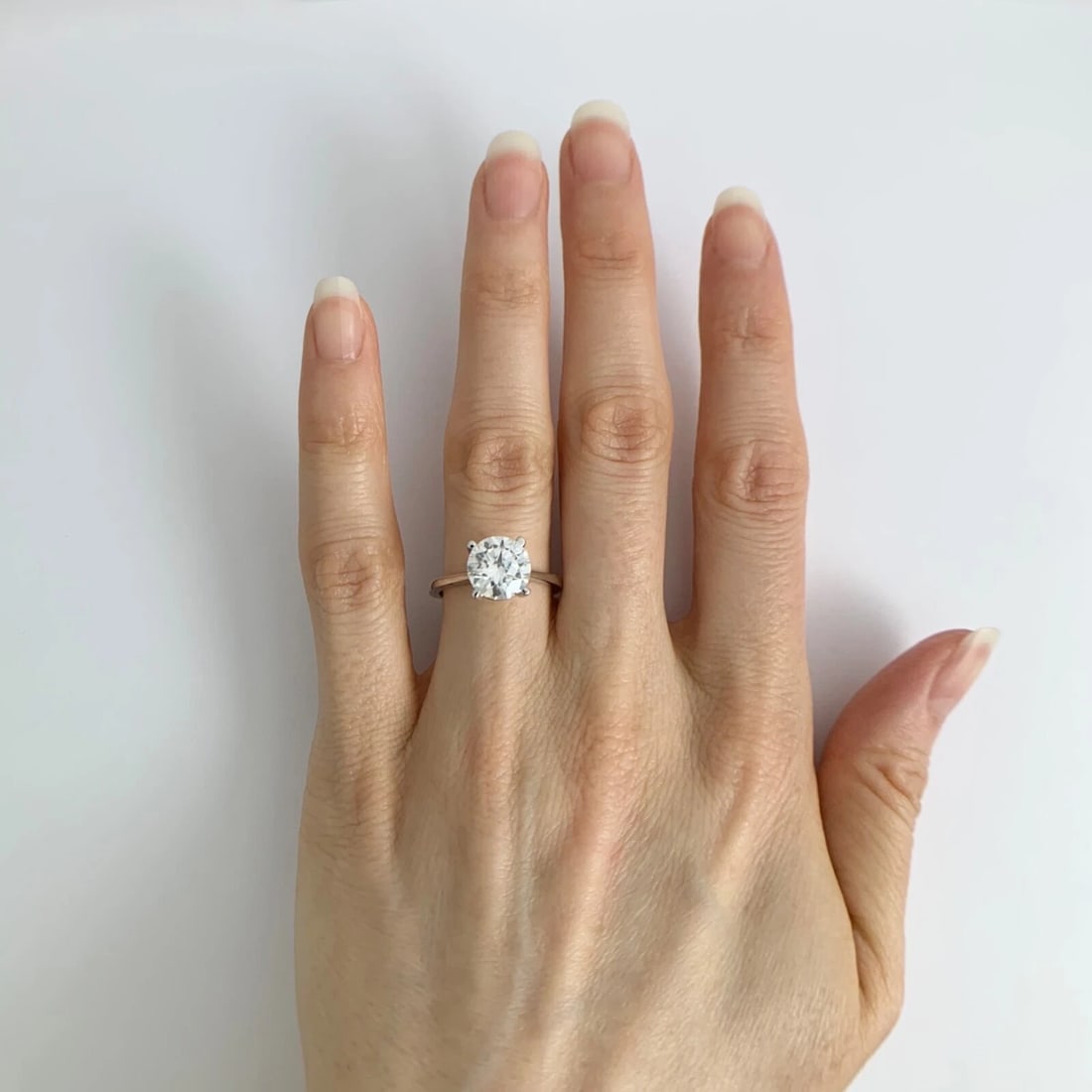 Round Diamond Hidden Halo Engagement Ring Setting Mounting 14K White Gold - 6