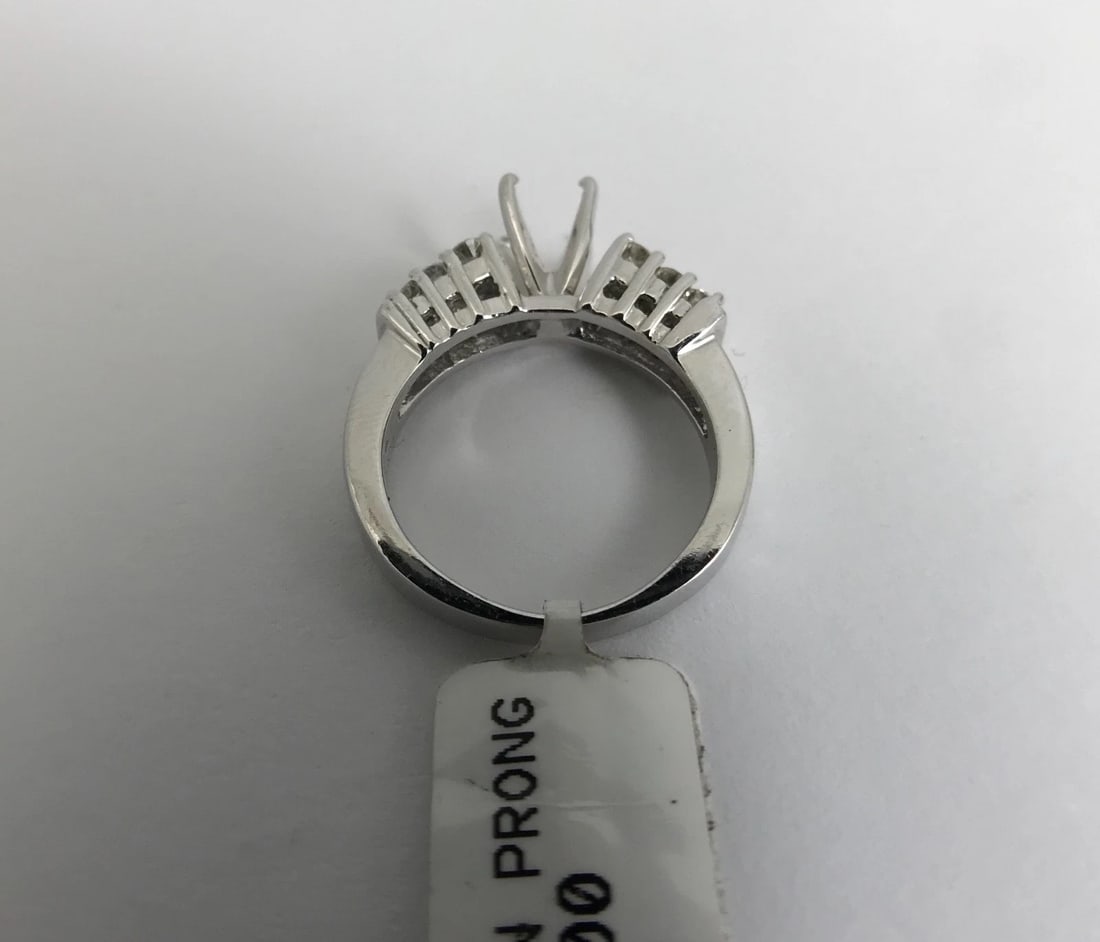 Round 2-Row Diamond Platinum Engagement Ring Setting Mounting, .60 CTW - 9