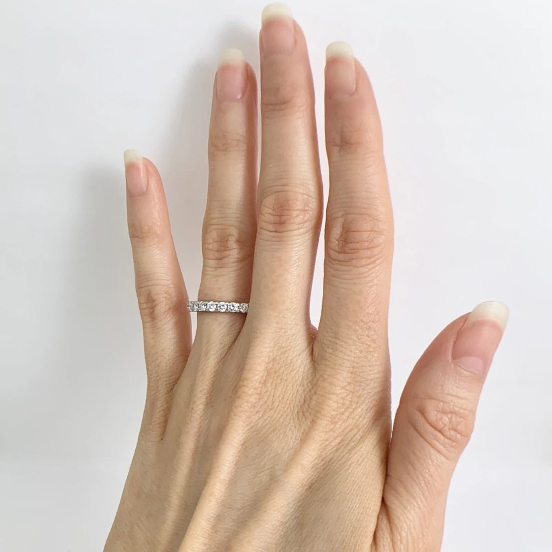 8-Stone Round Diamond Ring Wedding Band 14K White Gold .55 CTW, Size 6 - 3