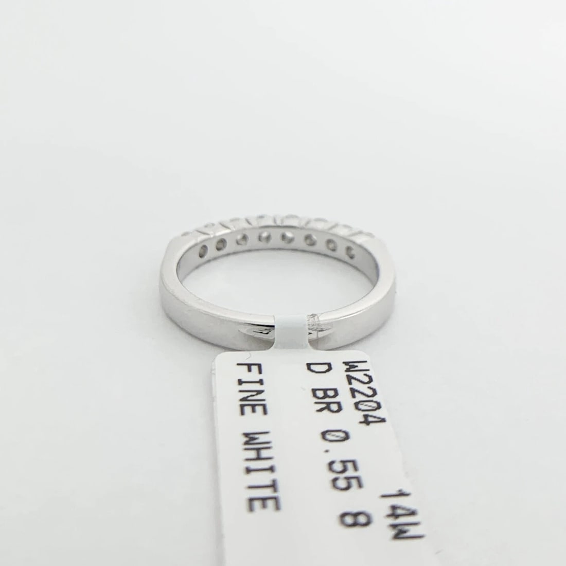 8-Stone Round Diamond Ring Wedding Band 14K White Gold .55 CTW, Size 6 - 8