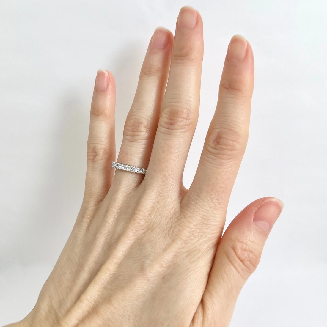 11-Stone Princess Cut Diamond Wedding Band Ring 14K White Gold .62 CTW - 5