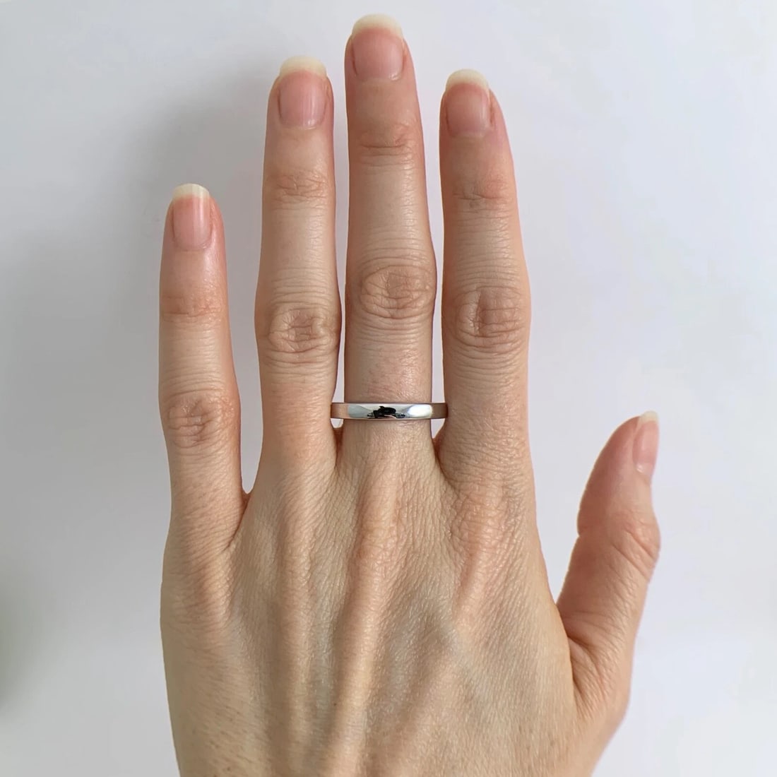 Men's Plain Thin Wedding Band Ring 14K White Gold Size 10, 3 mm, 4.71 Grams - 4