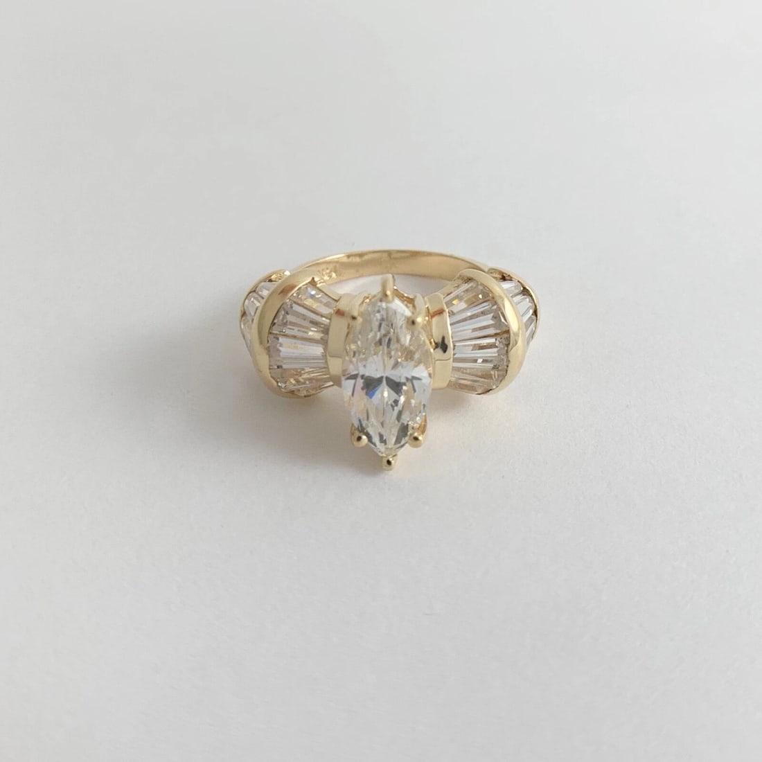 Marquise Baguette CZ Cubic Zirconia Engagement Ring 14K Yellow Gold, 5.47 Grams - 6
