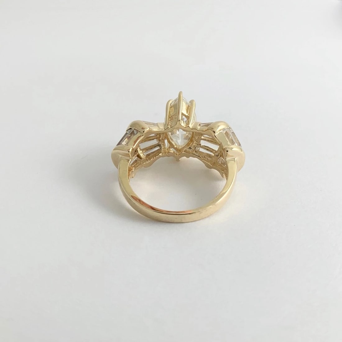 Marquise Baguette CZ Cubic Zirconia Engagement Ring 14K Yellow Gold, 5.47 Grams - 9