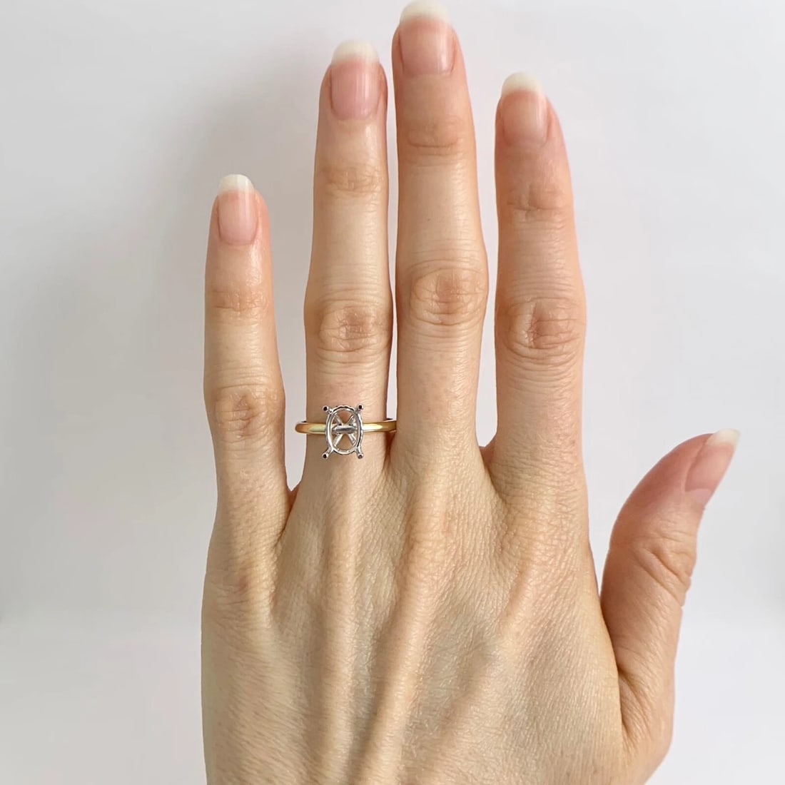 Oval Diamond Hidden Halo Engagement Ring Setting Mounting 18K Yellow Gold - 2
