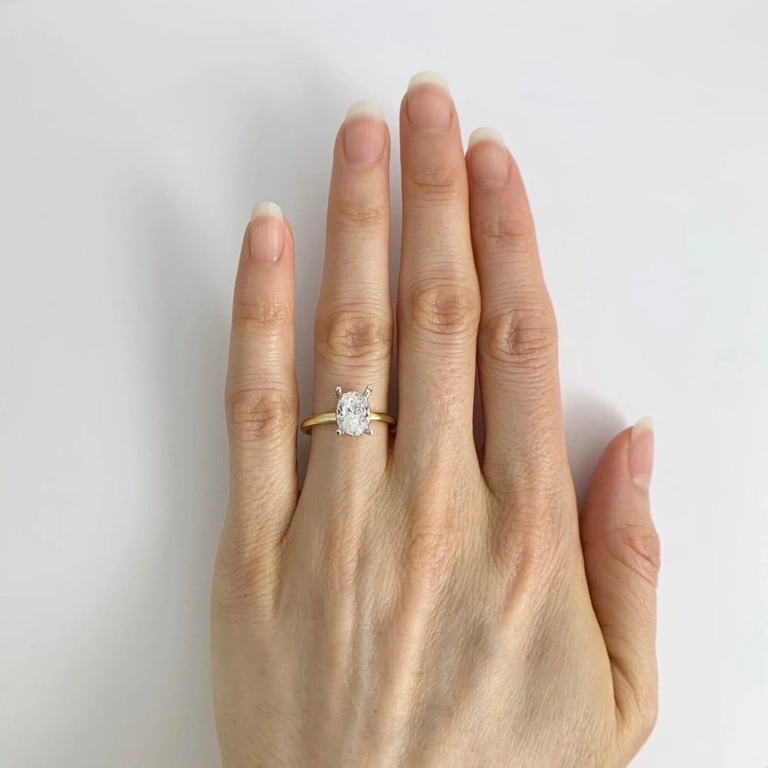 Oval Diamond Hidden Halo Engagement Ring Setting Mounting 18K Yellow Gold - 6